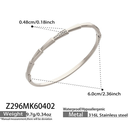 316L Stainless Steel 18K Gold PVD Full Pave 5A Zircon Bangle - Elegant Gold Bangle, Pave Zircon, Modern, Luxury, Dazzling Wholesale Stainless Steel Jewelry - Sensitive Skin Friendly - Detail 15