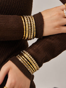 316L Stainless Steel 18K Gold PVD Full Pave 5A Zircon Bangle - Elegant Gold Bangle, Pave Zircon, Modern, Luxury, Dazzling Wholesale Stainless Steel Jewelry - Sensitive Skin Friendly - Detail 2