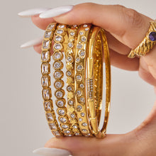 316L Stainless Steel 18K Gold PVD Full Pave 5A Zircon Bangle - Elegant Gold Bangle, Pave Zircon, Modern, Luxury, Dazzling Wholesale Stainless Steel Jewelry - Sensitive Skin Friendly - Detail 6