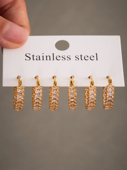 316L Stainless Steel 18K Gold PVD Full Zircon Hoop Earrings - Full Zircon Hoop Earrings Wholesale Stainless Steel Jewelry - Sensitive Skin Friendly - Detail 13