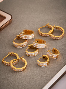 316L Stainless Steel 18K Gold PVD Full Zircon Hoop Earrings - Full Zircon Hoop Earrings Wholesale Stainless Steel Jewelry - Sensitive Skin Friendly - Detail 6