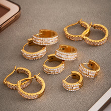 316L Stainless Steel 18K Gold PVD Full Zircon Hoop Earrings - Full Zircon Hoop Earrings Wholesale Stainless Steel Jewelry - Sensitive Skin Friendly - Detail 9