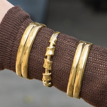 316L Stainless Steel 18K Gold PVD Geometric Bamboo Knot Bangle - Geometric Bamboo Knot, 18K Gold PVD Wholesale Stainless Steel Jewelry - Sensitive Skin Friendly - Detail 11