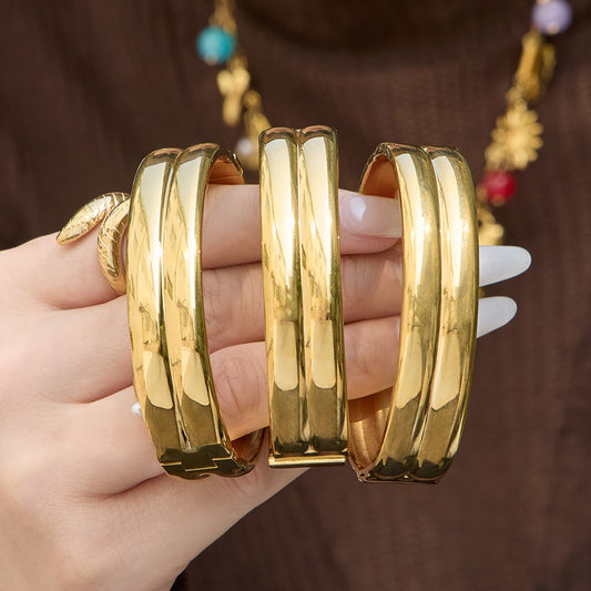 316L Stainless Steel 18K Gold PVD Geometric Bamboo Knot Bangle - Geometric Bamboo Knot, 18K Gold PVD Wholesale Stainless Steel Jewelry - Sensitive Skin Friendly - Detail 15