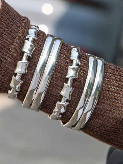 316L Stainless Steel 18K Gold PVD Geometric Bamboo Knot Bangle - Geometric Bamboo Knot, 18K Gold PVD Wholesale Stainless Steel Jewelry - Sensitive Skin Friendly - Detail 22