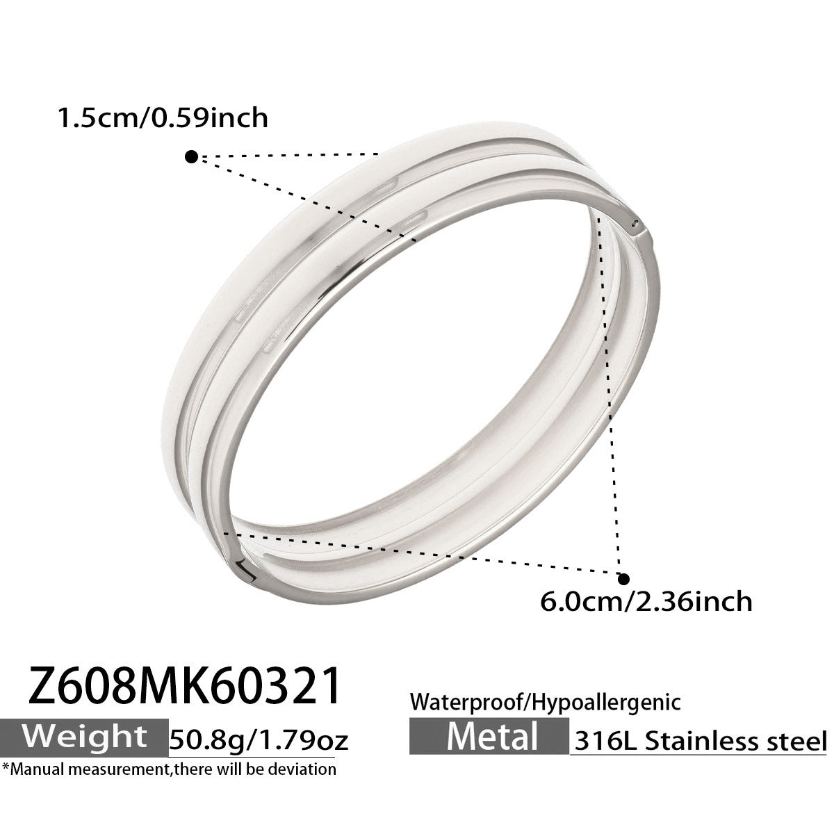 316L Stainless Steel 18K Gold PVD Geometric Bamboo Knot Bangle - Geometric Bamboo Knot, 18K Gold PVD Wholesale Stainless Steel Jewelry - Sensitive Skin Friendly - Detail 7