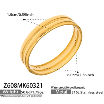 316L Stainless Steel 18K Gold PVD Geometric Bamboo Knot Bangle - Geometric Bamboo Knot, 18K Gold PVD Wholesale Stainless Steel Jewelry - Sensitive Skin Friendly - Detail 9