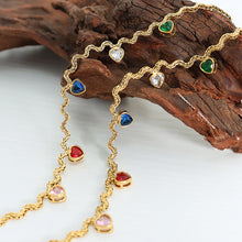 316L Stainless Steel 18K Gold PVD Geometric Colorful Heart Zircon Pendant Necklace - Geometric Colorful Heart Zircon Pendant Wholesale Stainless Steel Jewelry - Sensitive Skin Friendly - Detail 4