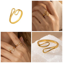 316L Stainless Steel 18K Gold PVD Geometric Cross Open Ring - Geometric Cross Open Ring Wholesale Stainless Steel Jewelry - Sensitive Skin Friendly - Detail 1