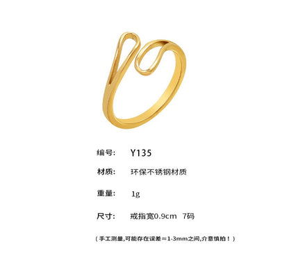 316L Stainless Steel 18K Gold PVD Geometric Cross Open Ring - Geometric Cross Open Ring Wholesale Stainless Steel Jewelry - Sensitive Skin Friendly - Detail 10