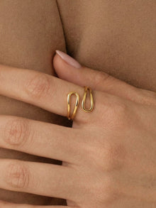 316L Stainless Steel 18K Gold PVD Geometric Cross Open Ring - Geometric Cross Open Ring Wholesale Stainless Steel Jewelry - Sensitive Skin Friendly - Detail 2