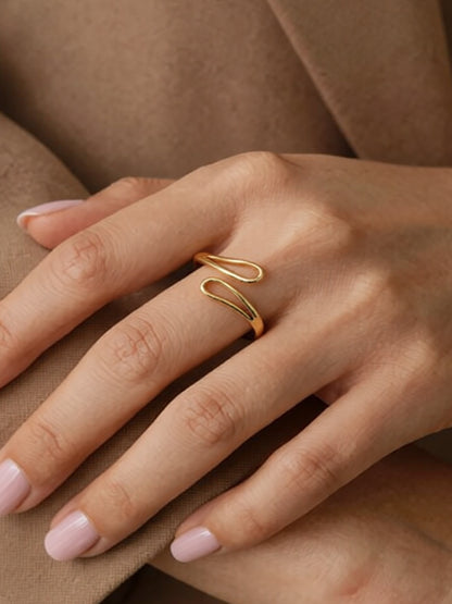 316L Stainless Steel 18K Gold PVD Geometric Cross Open Ring - Geometric Cross Open Ring Wholesale Stainless Steel Jewelry - Sensitive Skin Friendly - Detail 3