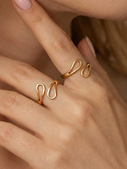 316L Stainless Steel 18K Gold PVD Geometric Cross Open Ring - Geometric Cross Open Ring Wholesale Stainless Steel Jewelry - Sensitive Skin Friendly - Detail 7