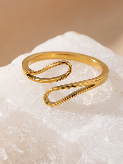 316L Stainless Steel 18K Gold PVD Geometric Cross Open Ring - Geometric Cross Open Ring Wholesale Stainless Steel Jewelry - Sensitive Skin Friendly - Detail 8