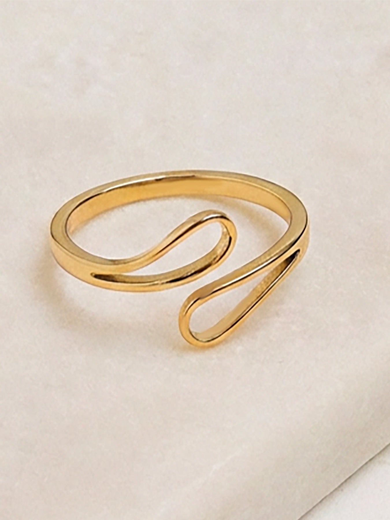 316L Stainless Steel 18K Gold PVD Geometric Cross Open Ring - Geometric Cross Open Ring Wholesale Stainless Steel Jewelry - Sensitive Skin Friendly - Detail 9