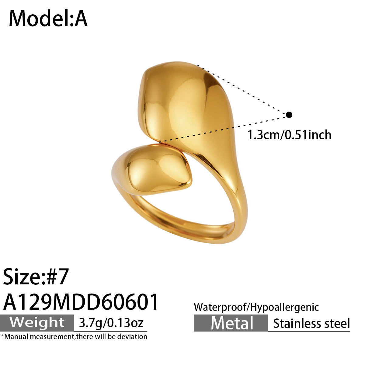 316L Stainless Steel 18K Gold PVD Geometric Floral Inlaid Pearl Ring - Geometric Floral Inlaid Pearl Wholesale Stainless Steel Jewelry - Sensitive Skin Friendly - Detail 8