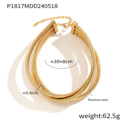 316L Stainless Steel 18K Gold PVD Geometric Goose Neck Multi-layer Necklace - Geometric Modern Punk Multi-layer Stacking Wholesale Stainless Steel Jewelry - Sensitive Skin Friendly - Detail 4