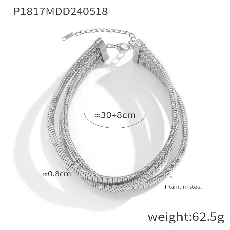 316L Stainless Steel 18K Gold PVD Geometric Goose Neck Multi-layer Necklace - Geometric Modern Punk Multi-layer Stacking Wholesale Stainless Steel Jewelry - Sensitive Skin Friendly - Detail 9