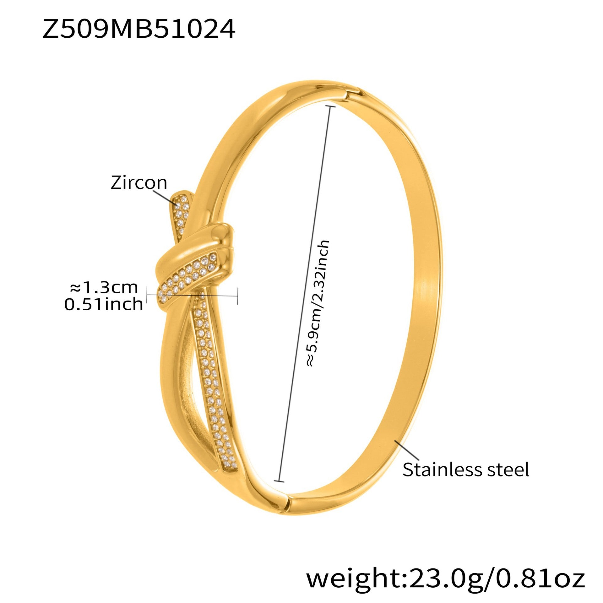 316L Stainless Steel 18K Gold PVD Geometric Heart Clasp Bangle Bracelet - Geometric Heart Clasp Bangle Minimalist Gold Bracelet Wholesale Stainless Steel Jewelry - Sensitive Skin Friendly - Detail 17