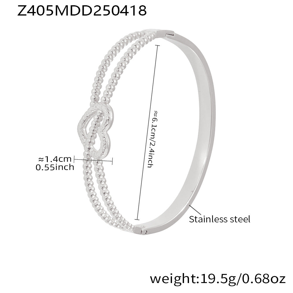 316L Stainless Steel 18K Gold PVD Geometric Heart Clasp Bangle Bracelet - Geometric Heart Clasp Bangle Minimalist Gold Bracelet Wholesale Stainless Steel Jewelry - Sensitive Skin Friendly - Detail 19