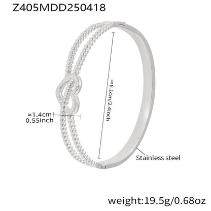 316L Stainless Steel 18K Gold PVD Geometric Heart Clasp Bangle Bracelet - Geometric Heart Clasp Bangle Minimalist Gold Bracelet Wholesale Stainless Steel Jewelry - Sensitive Skin Friendly - Detail 19