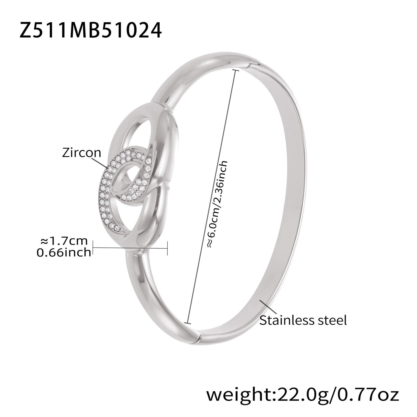 316L Stainless Steel 18K Gold PVD Geometric Heart Clasp Bangle Bracelet - Geometric Heart Clasp Bangle Minimalist Gold Bracelet Wholesale Stainless Steel Jewelry - Sensitive Skin Friendly - Detail 9