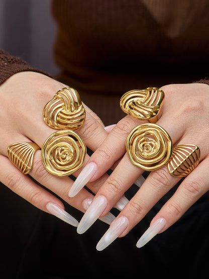 316L Stainless Steel 18K Gold PVD Geometric Hollow Open Ring - Geometric, Hollow, Open, Gold, Modern Wholesale Stainless Steel Jewelry - Sensitive Skin Friendly - Detail 10