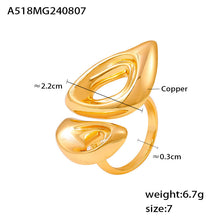 316L Stainless Steel 18K Gold PVD Geometric Hollow Snout Open Ring - Geometric Hollow Open Ring Minimalist Snout Design Wholesale Stainless Steel Jewelry - Sensitive Skin Friendly - Detail 1