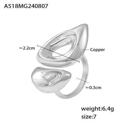 316L Stainless Steel 18K Gold PVD Geometric Hollow Snout Open Ring - Geometric Hollow Open Ring Minimalist Snout Design Wholesale Stainless Steel Jewelry - Sensitive Skin Friendly - Detail 6