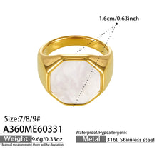 316L Stainless Steel 18K Gold PVD Geometric Natural Shell Ring - Geometric Natural Shell Gold Ring Wholesale Stainless Steel Jewelry - Sensitive Skin Friendly - Detail 5
