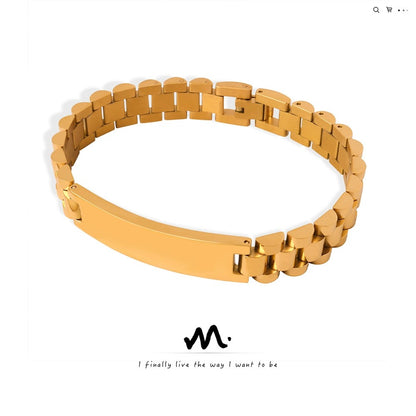 316L Stainless Steel 18K Gold PVD Geometric Simple Bracelet - Geometric Modern Bracelet, Simple Elegant Design Wholesale Stainless Steel Jewelry - Sensitive Skin Friendly - Detail 1