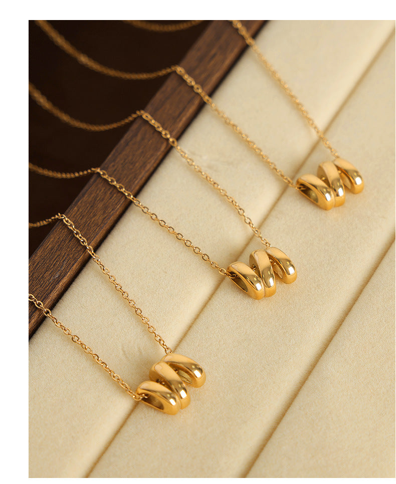 316L Stainless Steel 18K Gold PVD Geometric Twisted Pendant Necklace - Image 1
