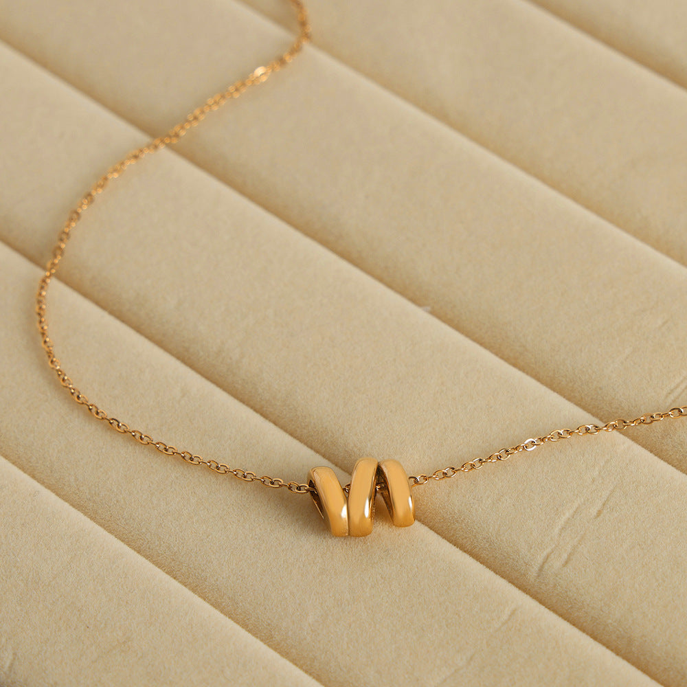 316L Stainless Steel 18K Gold PVD Geometric Twisted Pendant Necklace - Image 3
