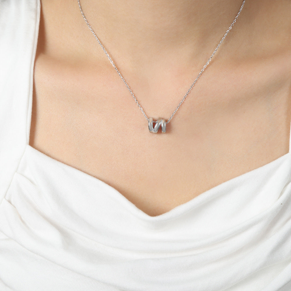 316L Stainless Steel 18K Gold PVD Geometric Twisted Pendant Necklace - Image 4