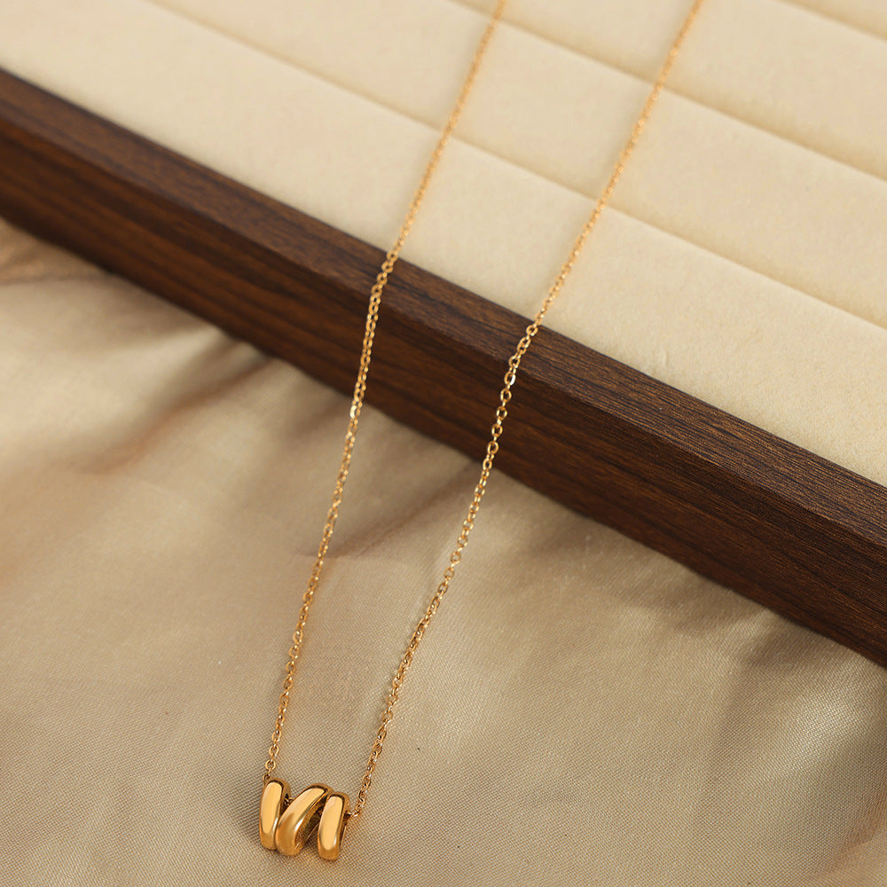316L Stainless Steel 18K Gold PVD Geometric Twisted Pendant Necklace - Image 5