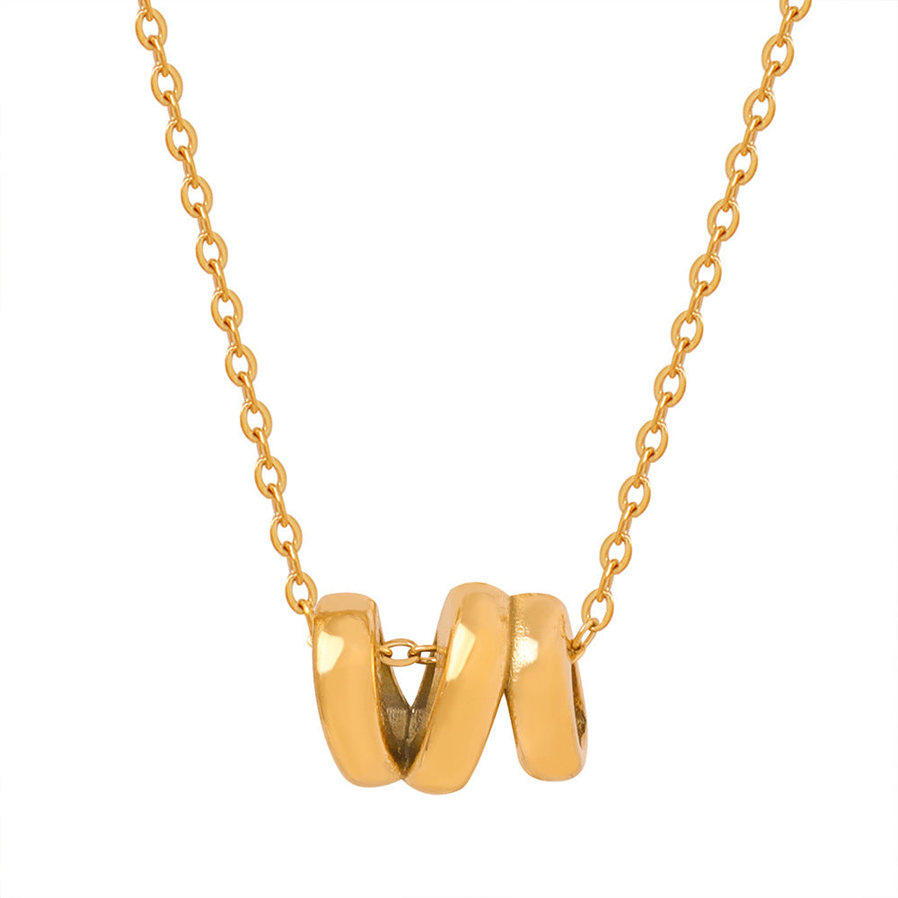 316L Stainless Steel 18K Gold PVD Geometric Twisted Pendant Necklace - Image 7