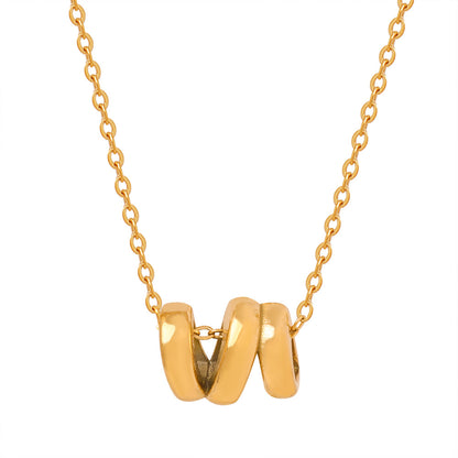 316L Stainless Steel 18K Gold PVD Geometric Twisted Pendant Necklace - Image 7