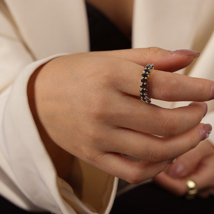 316L Stainless Steel 18K Gold PVD Geometric Zircon Open Ring - Geometric Open Ring Multi-Color Zircon Wholesale Stainless Steel Jewelry - Sensitive Skin Friendly - Detail 8