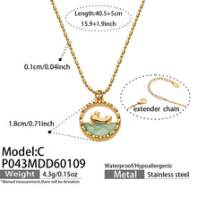 316L Stainless Steel 18K Gold PVD Glass Stone Ocean Whale Pendant Necklace - Glass Stone, Whale Pendant, Ocean Theme, Resort Style, Gold Necklace Wholesale Stainless Steel Jewelry - Sensitive Skin Friendly - Detail 2