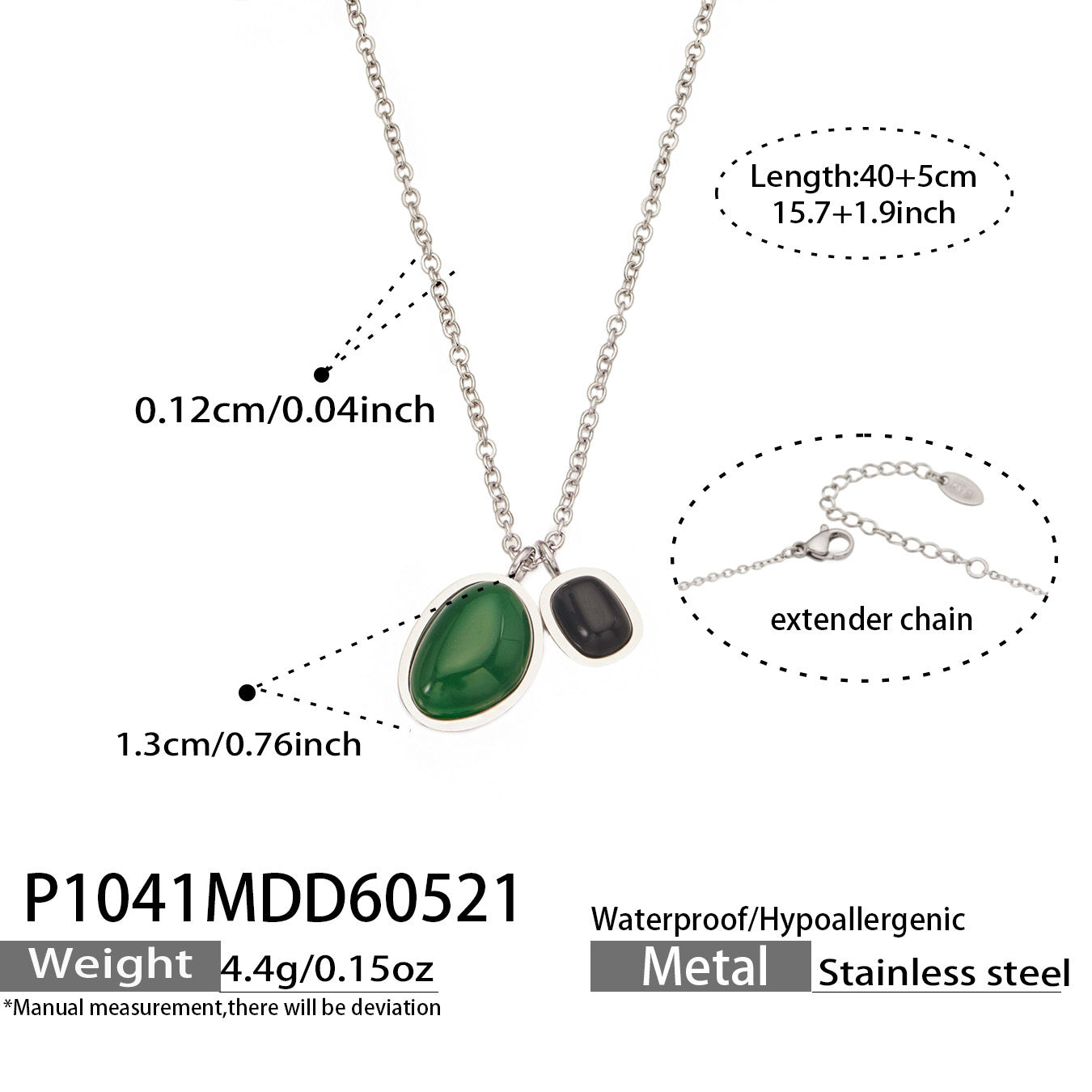 316L Stainless Steel 18K Gold PVD Green Black Onyx Earrings - Elegant Green Black Onyx, Minimalist Design Wholesale Stainless Steel Jewelry - Sensitive Skin Friendly - Detail 1