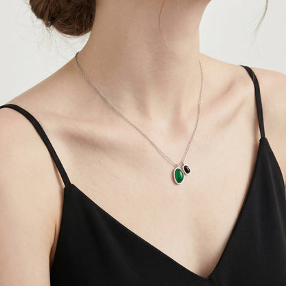 316L Stainless Steel 18K Gold PVD Green Black Onyx Earrings - Elegant Green Black Onyx, Minimalist Design Wholesale Stainless Steel Jewelry - Sensitive Skin Friendly - Detail 10
