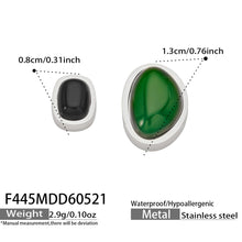 316L Stainless Steel 18K Gold PVD Green Black Onyx Earrings - Elegant Green Black Onyx, Minimalist Design Wholesale Stainless Steel Jewelry - Sensitive Skin Friendly - Detail 3