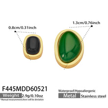 316L Stainless Steel 18K Gold PVD Green Black Onyx Earrings - Elegant Green Black Onyx, Minimalist Design Wholesale Stainless Steel Jewelry - Sensitive Skin Friendly - Detail 6