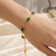 316L Stainless Steel 18K Gold PVD Green Zircon Bracelet - Vintage Gold Band Green Zircon Wholesale Stainless Steel Jewelry - Sensitive Skin Friendly - Detail 2