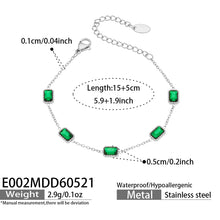 316L Stainless Steel 18K Gold PVD Green Zircon Bracelet - Vintage Gold Band Green Zircon Wholesale Stainless Steel Jewelry - Sensitive Skin Friendly - Detail 5