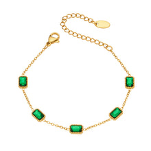 316L Stainless Steel 18K Gold PVD Green Zircon Bracelet - Vintage Gold Band Green Zircon Wholesale Stainless Steel Jewelry - Sensitive Skin Friendly - Detail 8