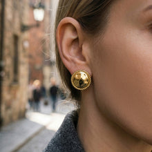 316L Stainless Steel 18K Gold PVD Hammered Round Textured Earrings - Hammered Round, Textured, Minimalist, Chic Wholesale Stainless Steel Jewelry - Sensitive Skin Friendly - Detail 1