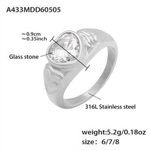 316L Stainless Steel 18K Gold PVD Heart Crystal Ring - Heart Crystal Ring White Glass Stone Green Glass Stone Minimalist Wholesale Stainless Steel Jewelry - Sensitive Skin Friendly - Detail 4