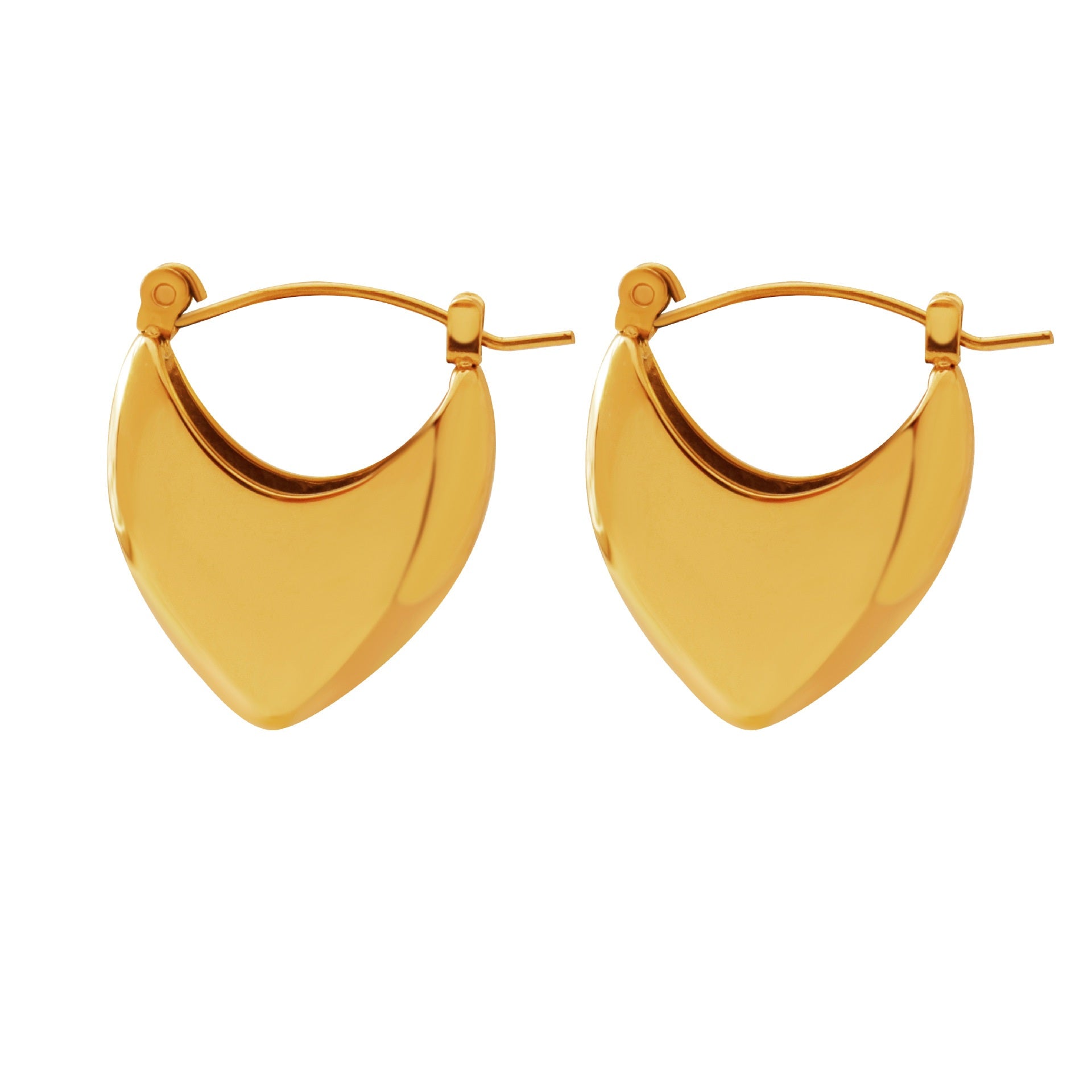 316L Stainless Steel 18K Gold PVD Heart Geometric Earrings - Heart Geometric Earrings Gold Steel Wholesale Stainless Steel Jewelry - Sensitive Skin Friendly - Detail 4
