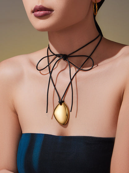 316L Stainless Steel 18K Gold PVD Heart Geometric Pendant Long Necklace - Heart Geometric Pendant Long Necklace Wholesale Stainless Steel Jewelry - Sensitive Skin Friendly - Detail 11